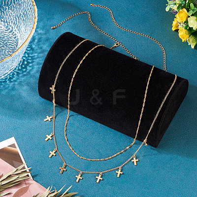 1Pc Alloy Double Layer Cross Charm Waist Chains AJEW-TA0002-20-1