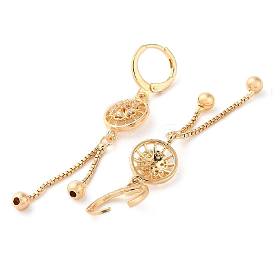 Rhinestone Flower Leverback Earrings EJEW-K256-08KCG-1