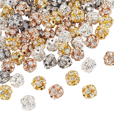 80Pcs 4 Colors Brass Rhinestone Beads KK-TA0002-11C-1