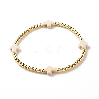3Pcs 3 Style Natural White Jade & Synthetic Turquoise(Dyed) & Hematite Beaded Stretch Bracelets Set BJEW-JB07975-1