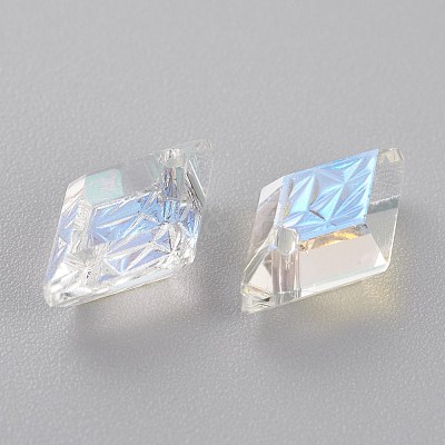 Embossed Glass Rhinestone Pendants GLAA-J101-04A-001SI-1