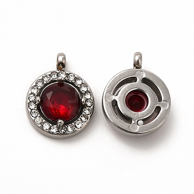 304 Stainless Steel Cubic Zirconia Pendants STAS-A076-05P-1