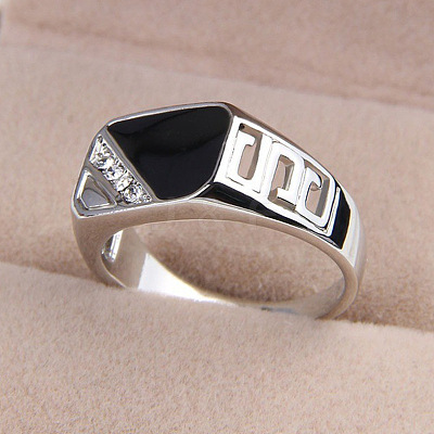 Alloy Micro Pave Cubic Zirconia Finger Rings for Men FS-WGE231C-05-1