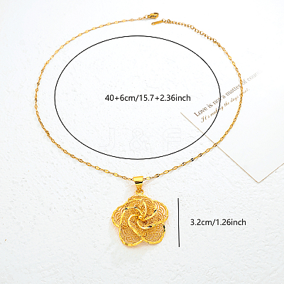 Vintage Gothic Brass Hollow Flower Pendant Dapped Chain Necklaces for Women UA5316-1
