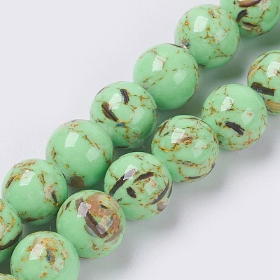 Sea Shell and Synthetic Turquoise Assembled Beads Strands G-G758-02-6mm-1