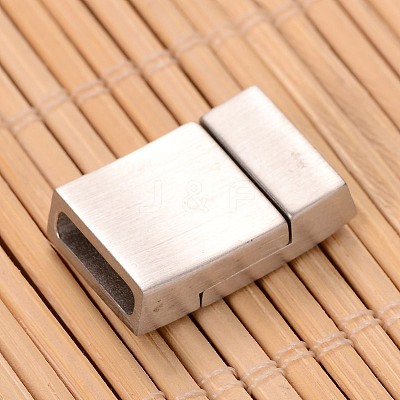 Tarnish Resistant Matte 304 Stainless Steel Rectangle Magnetic Clasps with Glue-in Ends STAS-I045-05A-1