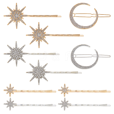 12Pcs 6 Styles Iron Rhinestone Hair Clips PHAR-HS0001-02-1