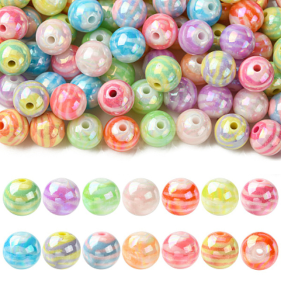 100Pcs 2 Styles AB Color Plated Acrylic Beads SACR-YW0002-05-1