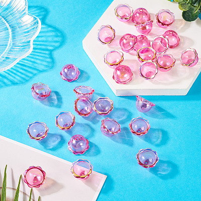 30Pcs UV Plating Acrylic Bead Caps PACR-TA0001-20A-1