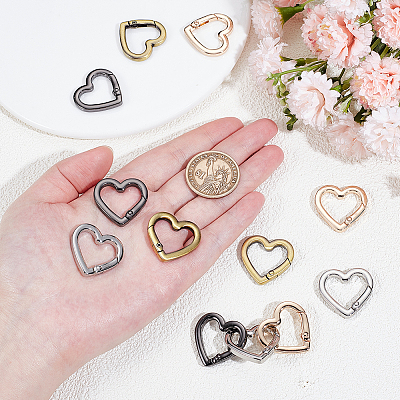 12Pcs 4 Colors Alloy Spring Gate Rings FIND-NB0006-20B-1