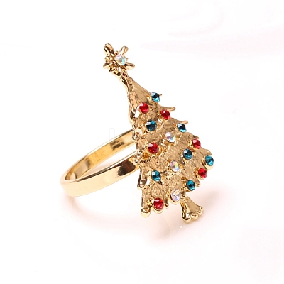Christmas Tree Alloy Napkin Rings AJEW-TAC0027-11B-1