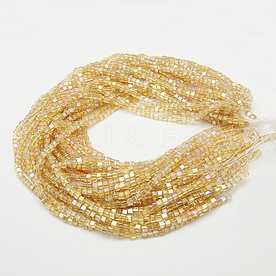 Electroplate Glass Beads Strands EGLA-D018-6x6mm-49-1