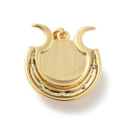 Evil Eye with Moon Brass Micro Pave Clear Cubic Zirconia Pendants KK-G419-10G-1