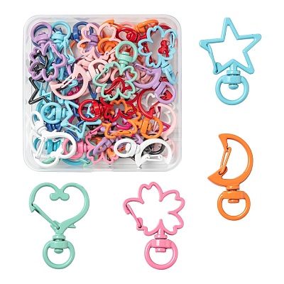 40Pcs 4 Style Spray Painted Alloy Swivel Snap Hooks Clasps FIND-LS0001-52-1