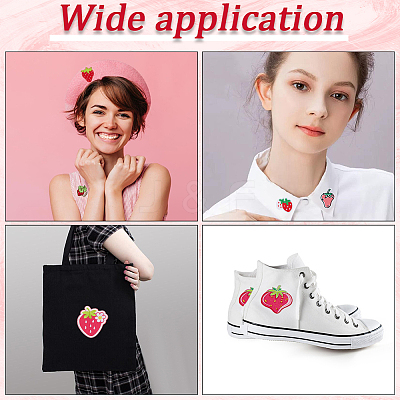 10Pcs 10 Styles Strawberry Polyester Embroidery Cloth Sew on Appliques PATC-CP0001-08B-1