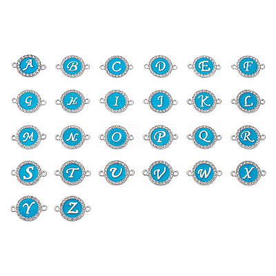 26 Letters Alloy Enamel Links Connectors ENAM-TA0002-19B-1