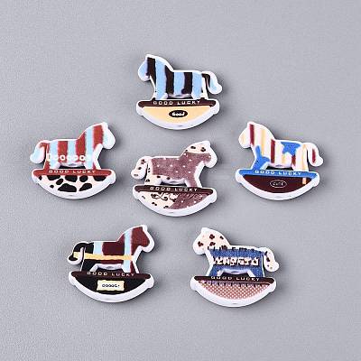 Printed Opaque Acrylic Beads OACR-Q198-02-1