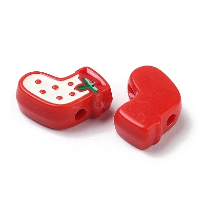 Christmas Decorations Theme Opaque Acrylic Bead with Enamel OACR-Z021-01F-1