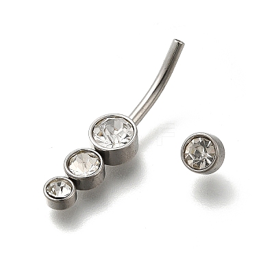 304 Stainless Steel Clear Cubic Zirconia Curved Barbell Belly Button Rings AJEW-D306-03P-05-1