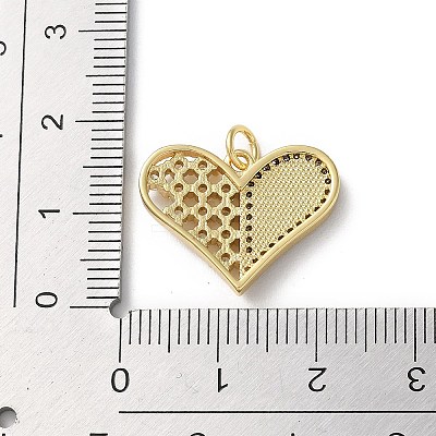 Brass Micro Pave Clear Cubic Zirconia Pendants KK-C045-01C-G-1