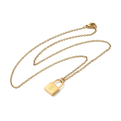 304 Stainless Steel Rolo Chain Pendant Necklaces NJEW-S444-01G-14-1