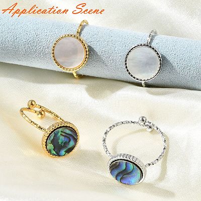Ion Plating(IP) 304 Stainless Steel Open Cuff Ring Component STAS-E180-11G-1