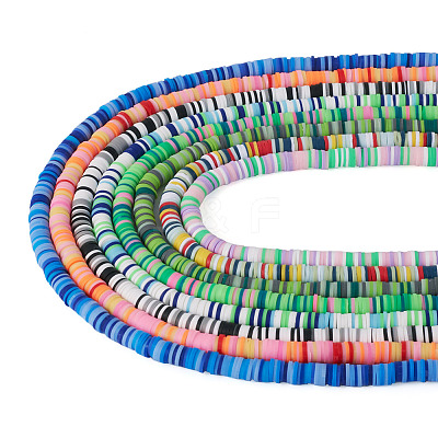 8 Strands 8 Colors Handmade Polymer Clay Beads Strands CLAY-TA0001-30-1