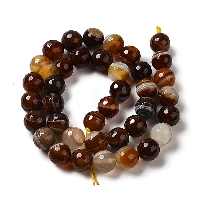 Natural Striped Agate/Banded Agate Beads Strands G-A246-8mm-10-1