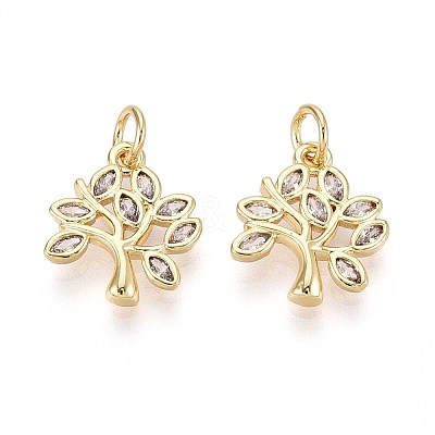 Brass Micro Pave Cubic Zirconia Pendants KK-T071-98G-1
