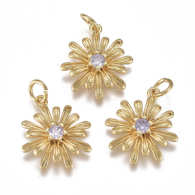 Brass Micro Pave Cubic Zirconia Pendants ZIRC-F111-01G-08-1