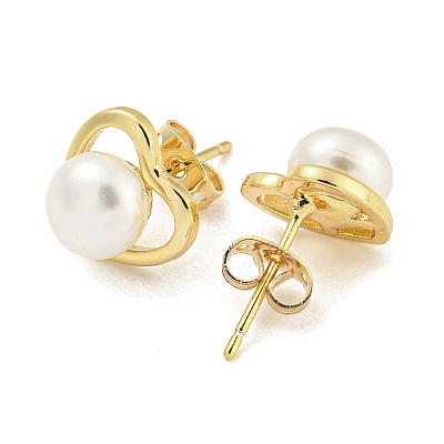 Real 18K Gold Plated Brass Ear Studs EJEW-P2261-46G-02-1
