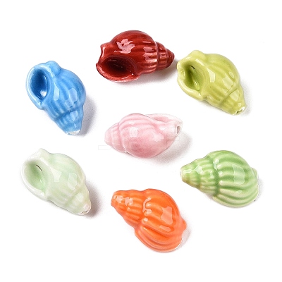 Handmade Printed Porcelain Beads Strand X-PORC-T133-01M-1
