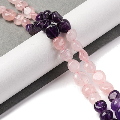 Natural Rose Quartz & Amethyst Beads Strands G-L610-B16-01-1