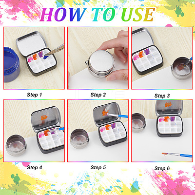 2 Sets Iron Watercolor Paints & Nail Polish Tins Storage Box MRMJ-BC0003-46-1