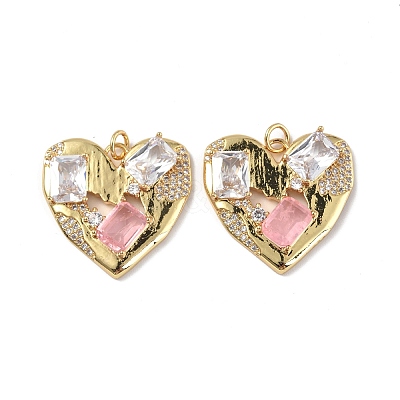 Brass Micro Pave Clear Cubic Zirconia Pendants KK-E068-VF336-1