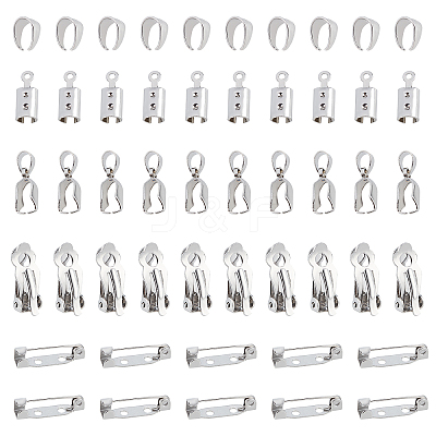 50Pcs 5 Styles 304 Stainless Steel Column Cord Ends STAS-AR0001-14-1