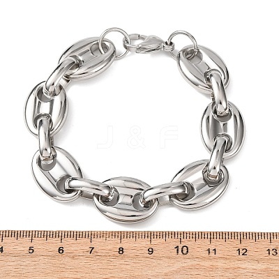 304 Stainless Steel Coffee Bean Link Chain Bracelets for Women Men LS-BJEW-F529-10B-P-1