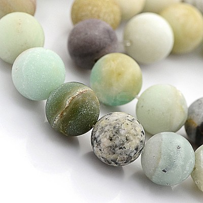 Natural Frosted Flower Amazonite Round Beads G-D616-8mm-1