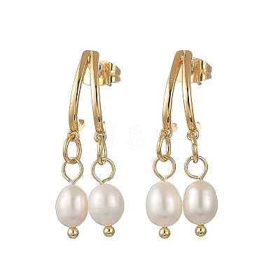 Natural Cultured Freshwater Pearl Dangle Earrings EJEW-JE07383-1