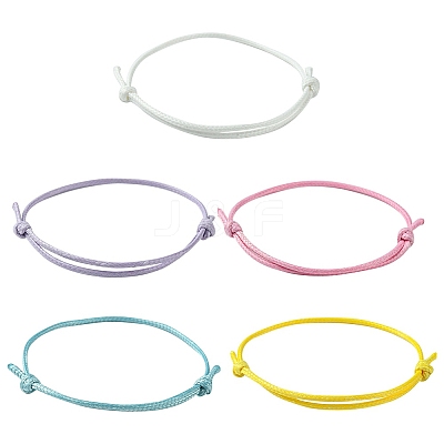 30Pcs 5 Color Adjustable Waxed Polyester Braided Cord Bracelets BJEW-FZ00016-1