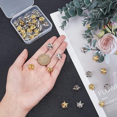 40Pcs 2 Colors Pentagram Alloy Brooch JEWB-FH0001-09-1
