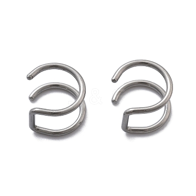 304 Stainless Steel 2 Line Hoop Clip on Nose Rings AJEW-A062-07P-1