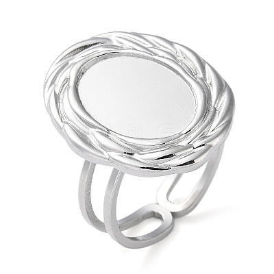 Non-Tarnish 304 Stainless Steel Open Cuff Ring Components X-STAS-Q308-05P-1