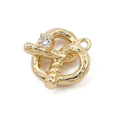 Brass Micro Pave Clear Cubic Zirconia Charms CU-CBA3D76-06G-1