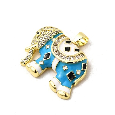 Brass Micro Pave Cubic Zirconia Pendants KK-I378-01G-1