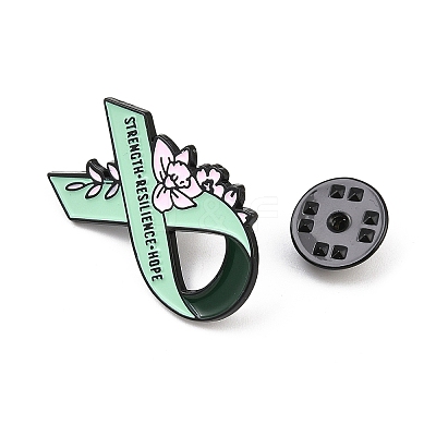 Strencth & Resilience & Hope Awareness Ribbon with Flower Enamel Pins JEWB-D306-02EB-1
