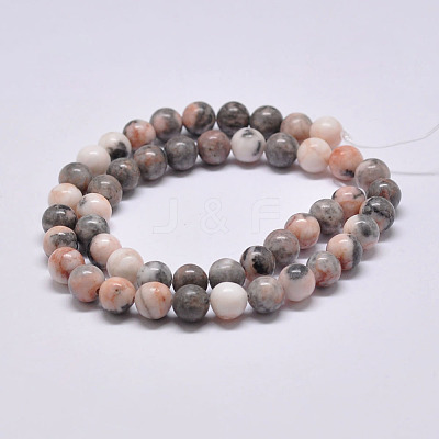 Natural Pink Zebra Jasper Beads Strands G-P231-01-6mm-1