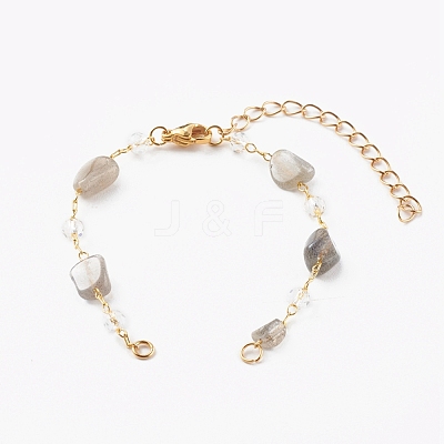Nuggets Natural Mixed Gemstone Beaded Bracelet Makings AJEW-JB00953-1