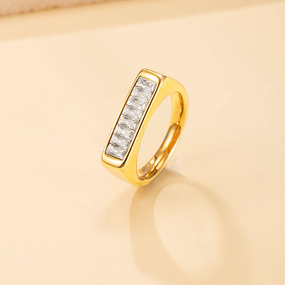304 Stainless Steel & Crystal Rhinestone Finger Rings WG81AE1-02-1