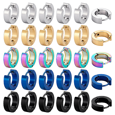 30Pcs 5 Colors 304 Stainless Steel Hoop Earrings EJEW-PH0001-45-1